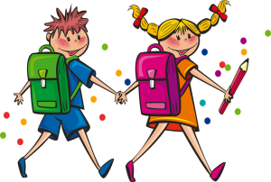 Niño y Niña en la Escuela