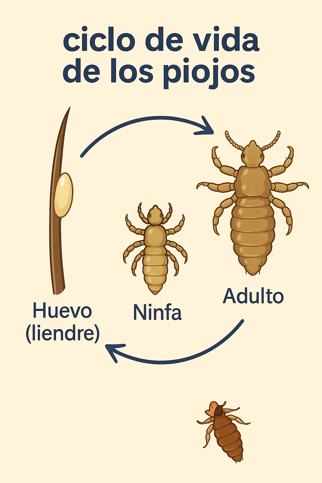 Ciclo completo de los piojos: de huevo a adulto